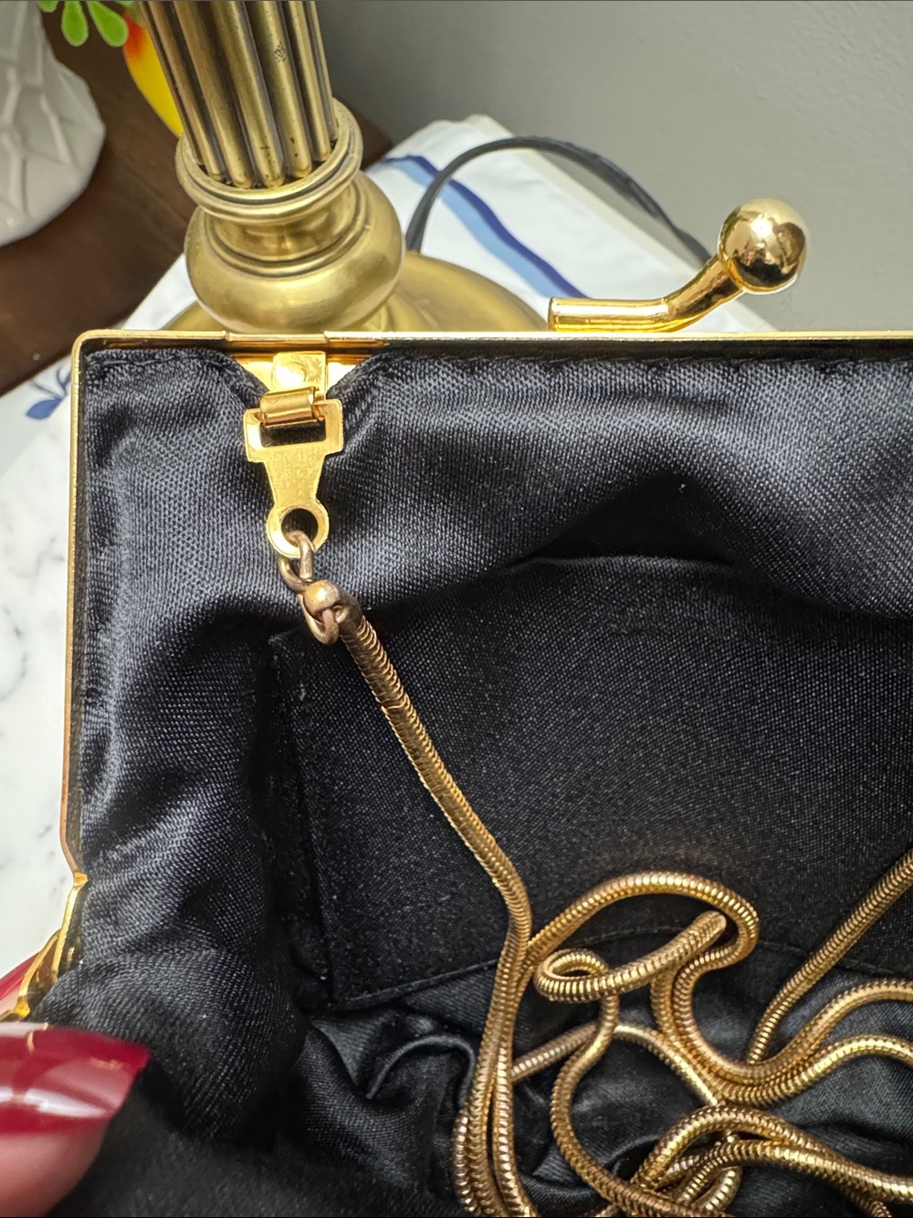 Black Beaded Evening Clutch Handbag - Picture 3 of 7